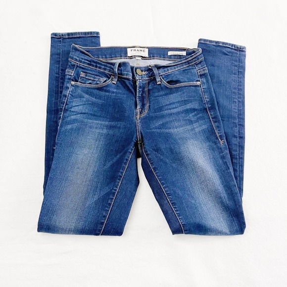 Frame Le skinny de Jeanne Crop Med Wash Jeans SZ26 (Dark Wash) - Picture 6 of 9
